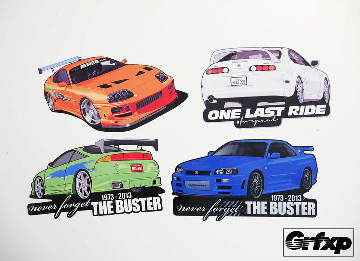 Paul Walker Remembrance Vehicle Printed Sticker Collection (4 pack)