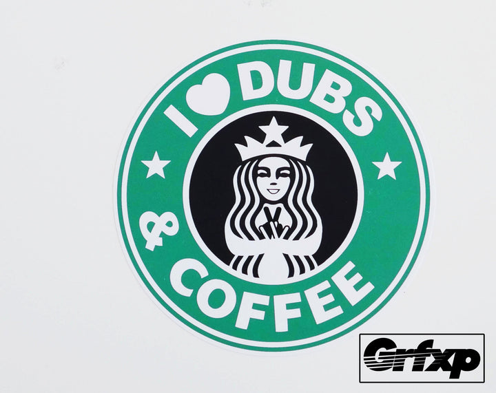 I Heart Dubs & Coffee Printed Sticker