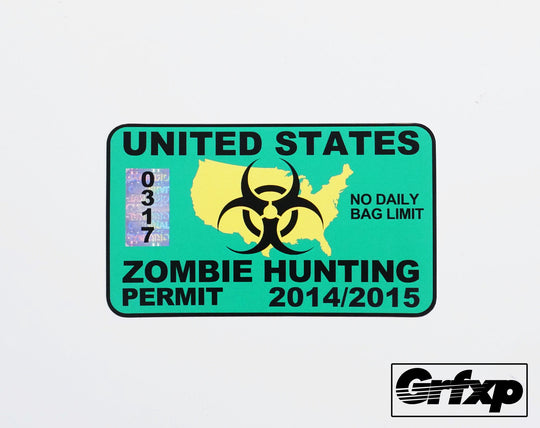 United States Zombie Hunting Permit Printed Sticker
